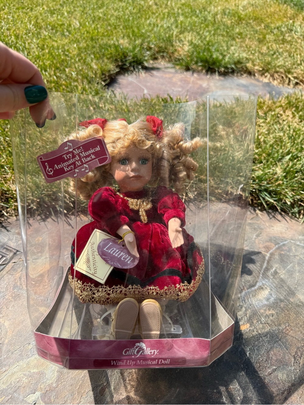 Lauren Red Velvet Wind-Up Musical Doll